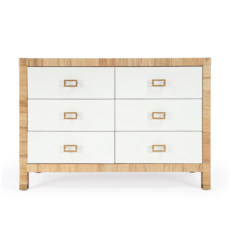 Beaumont Lane Coastal 6 Drawer Natural And Wood Double Dresser
