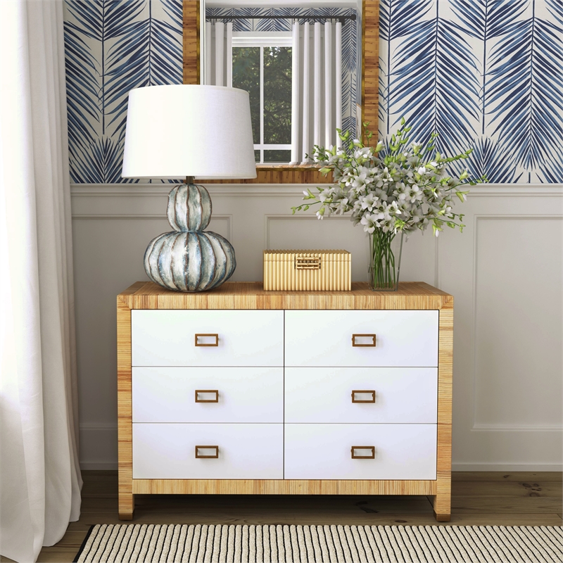Beaumont Lane Coastal 6 Drawer Natural And Wood Double Dresser