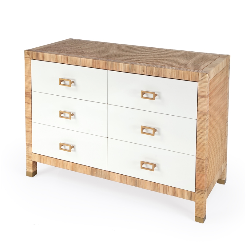 Beaumont Lane Coastal 6 Drawer Natural And Wood Double Dresser