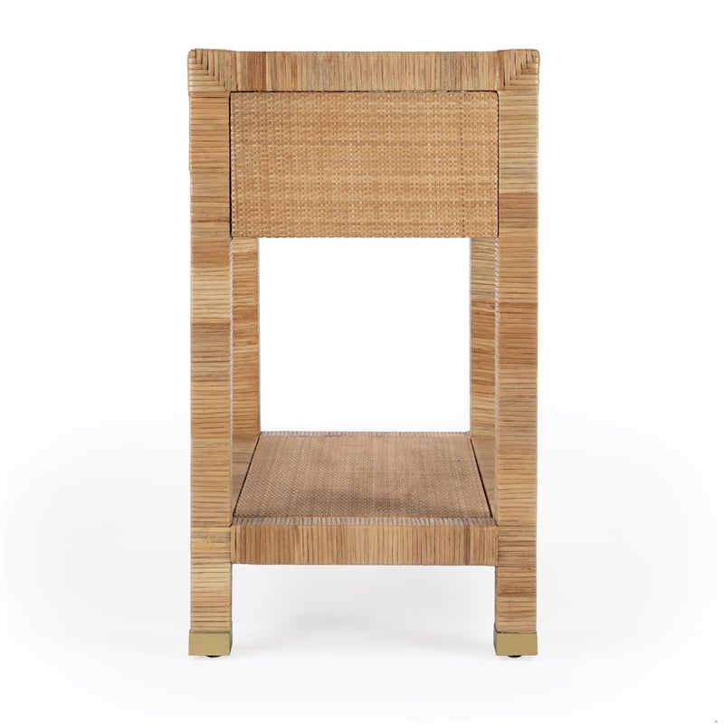 Beaumont Lane Modern Coastal 1 Drawer Rattan Natural Nightstand