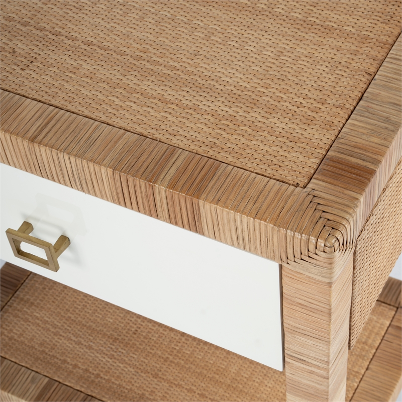 Beaumont Lane Modern Coastal 1 Drawer Rattan Natural Nightstand