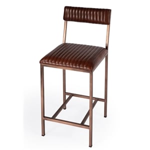 Beaumont Lane Contemporary 24&quot Leather Counter Stool in Brown
