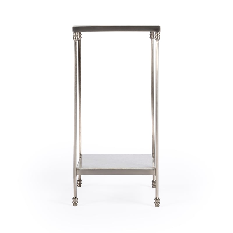 Beaumont Lane Contemporary Marble Side Table in White Finish