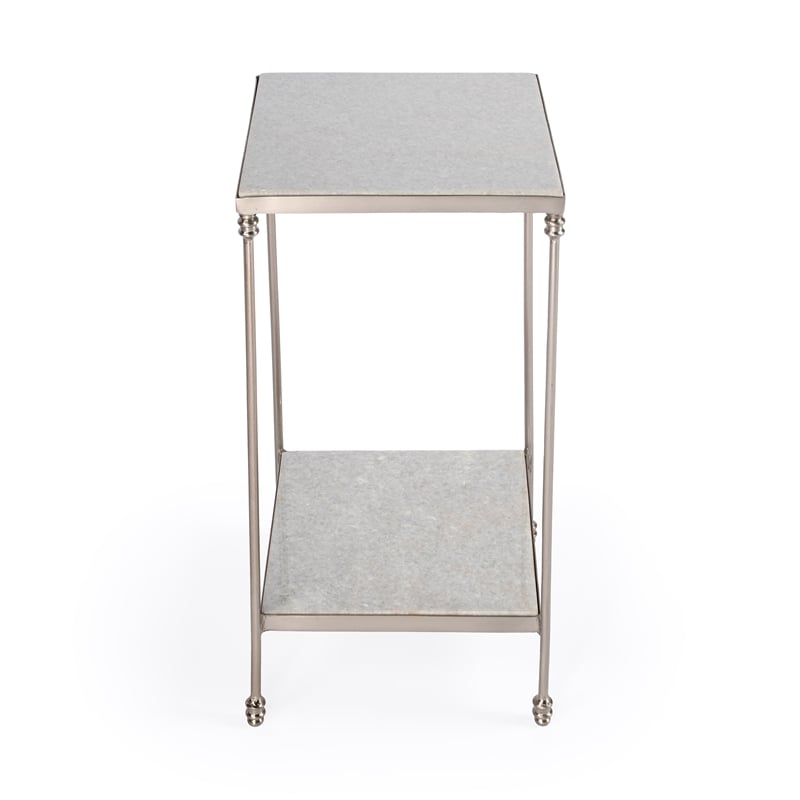 Beaumont Lane Contemporary Marble Side Table in White Finish