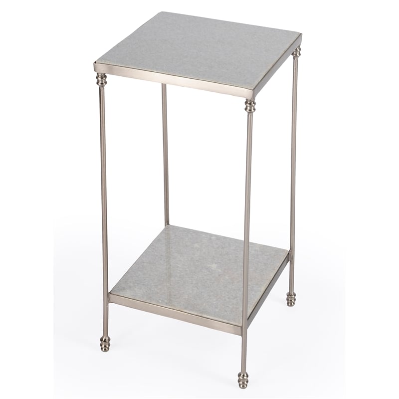 Beaumont Lane Contemporary Marble Side Table in White Finish