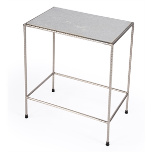 Beaumont Lane Contemporary White Marble Nickel Plated End Table