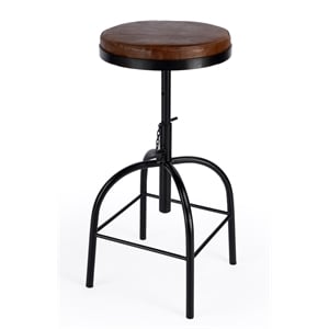Beaumont Lane Transitional Brown Leather Adjustable Bar Stool