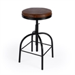 Beaumont Lane Transitional Brown Leather Adjustable Bar Stool
