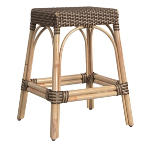 Beaumont Lane Coastal Rattan 24.5&quot Counter Stool - Brown And Tan Dot