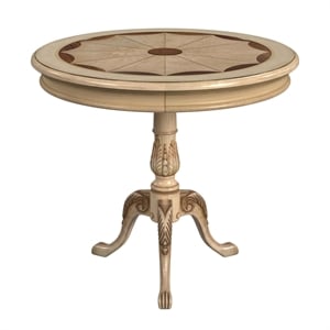 Beaumont Lane Traditional 30&quot Round Antique Beige Pedestal Table