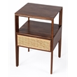Beaumont Lane Mid-Century Brown Wood 1 Drawer Cane Nightstand
