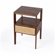 Beaumont Lane Mid-Century Brown Wood 1 Drawer Cane Nightstand