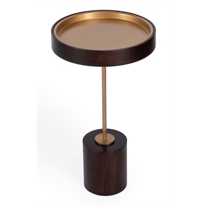 Beaumont Lane Mid-Century Shen Gold & Brown Pedestal Side Table