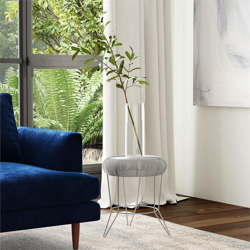 Beaumont Lane Modern Decorative Dark Silver Wire Iron Accent Table