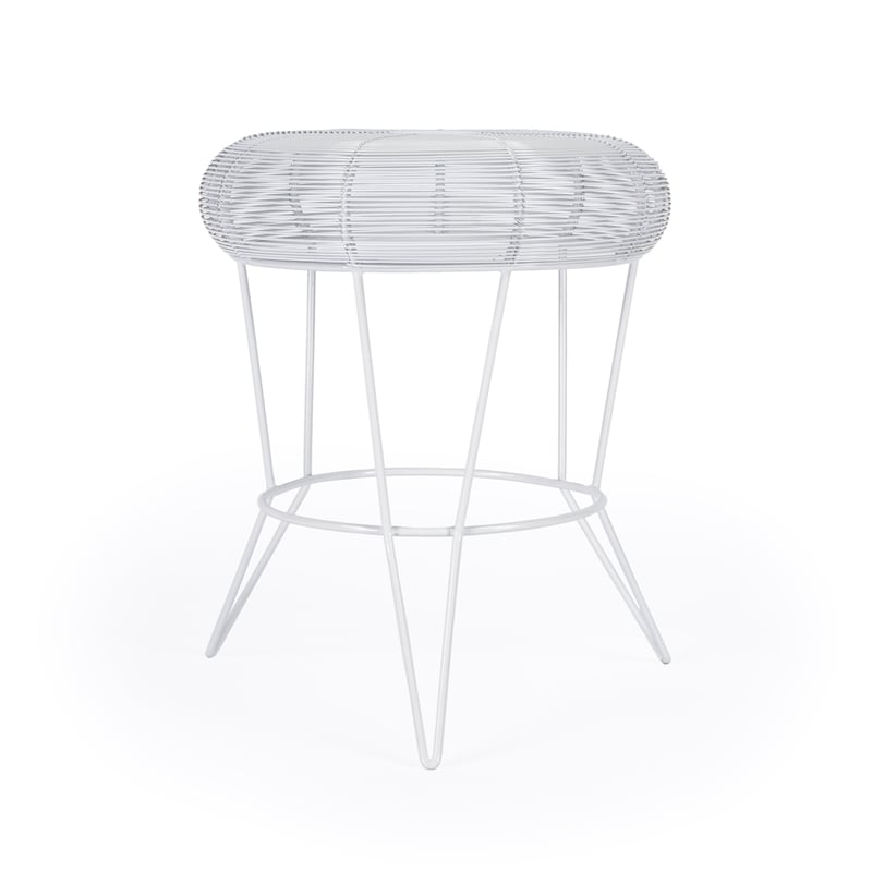 Beaumont Lane Modern Decorative Bright White Wire Iron Accent Table