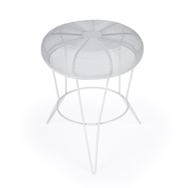 Beaumont Lane Modern Decorative Bright White Wire Iron Accent Table