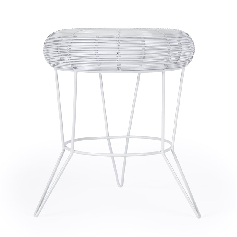 Beaumont Lane Modern Decorative Bright White Wire Iron Accent Table