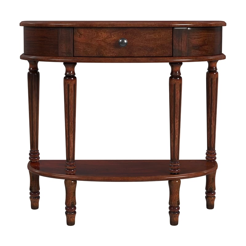 Beaumont Lane Traditional Handmade Demilune Console Table - Cherry Brown