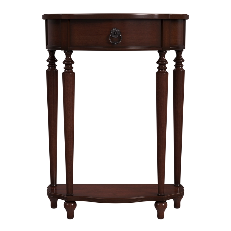 Beaumont Lane Traditional Demilune Cherry Console Table With Storage