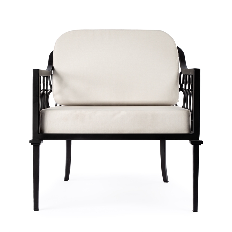 Beaumont Lane Transitional Iron Upholstered Outdoor Lounge Chair