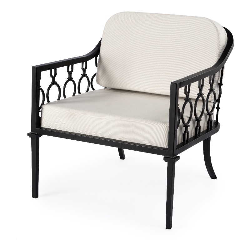 Beaumont Lane Transitional Iron Upholstered Outdoor Lounge Chair