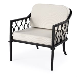 Beaumont Lane Transitional Iron Upholstered Outdoor Lounge Chair