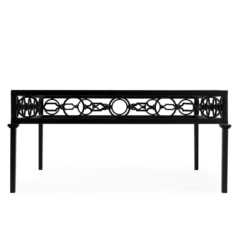 Beaumont Lane Transitional Iron Square Outdoor Patio Coffee Table In Black