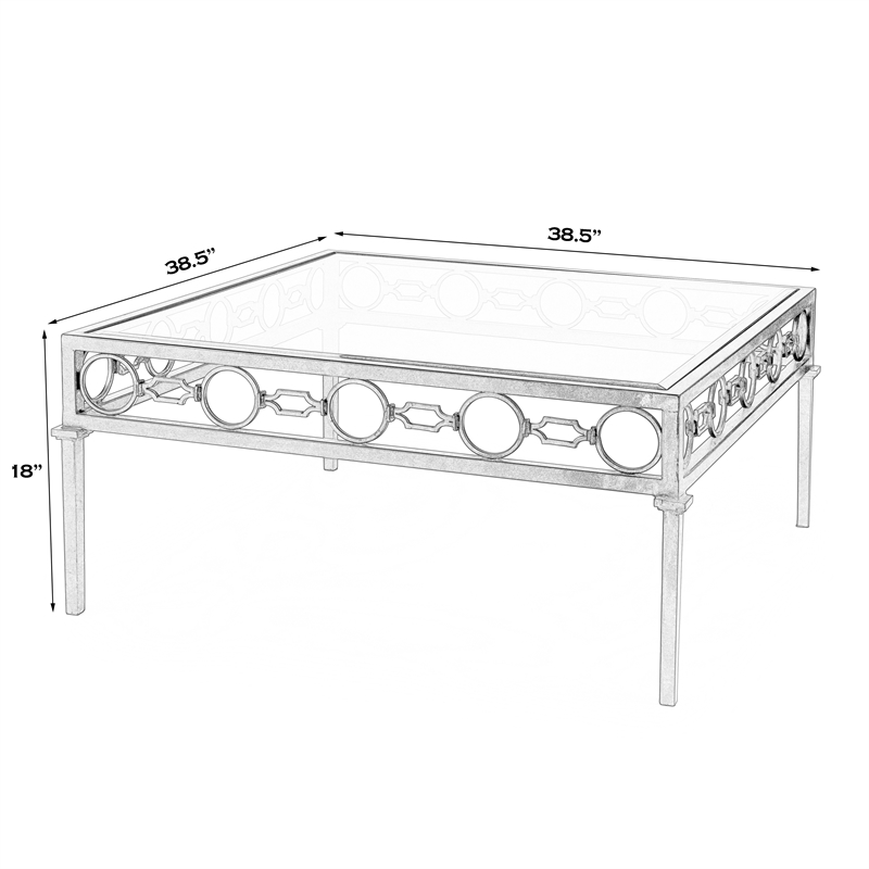 Beaumont Lane Transitional Iron Square Outdoor Patio Coffee Table In Black