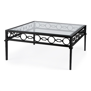 Beaumont Lane Transitional Iron Square Outdoor Patio Coffee Table In Black