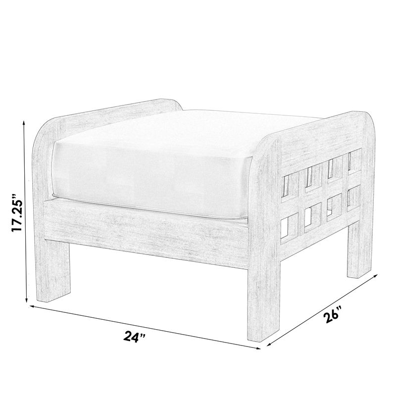 Beaumont Lane Traditional Teak Wood Outdoor Ottoman in Natural