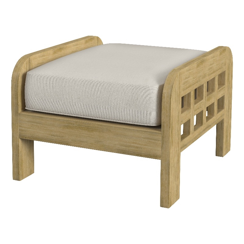 Beaumont Lane Traditional Teak Wood Outdoor Ottoman in Natural