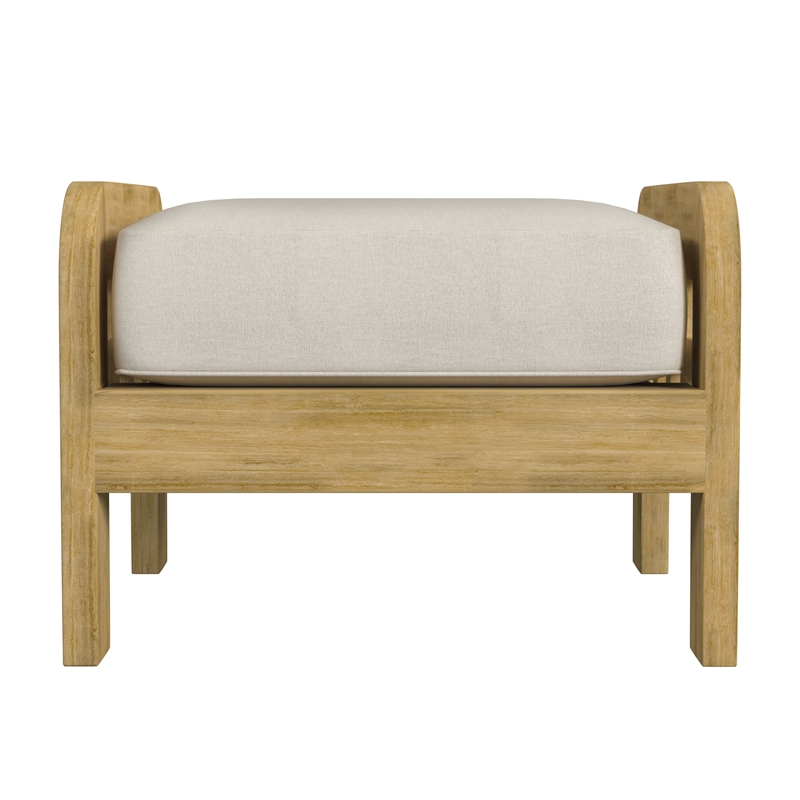 Beaumont Lane Traditional Teak Wood Outdoor Ottoman in Natural