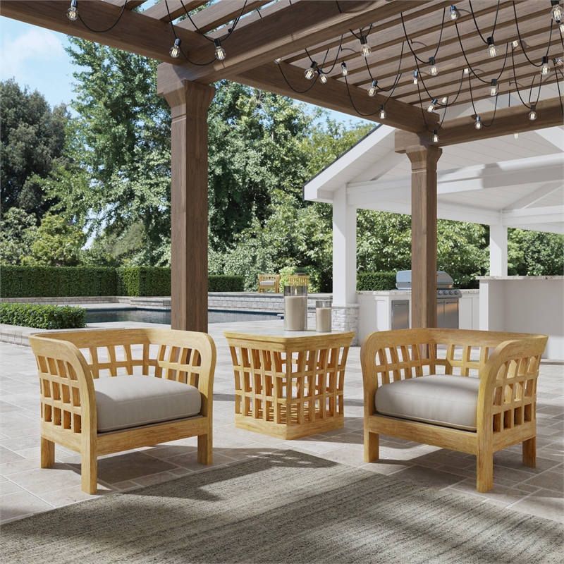 Beaumont Lane Traditional Teak Outdoor Lounge Chair in Natural