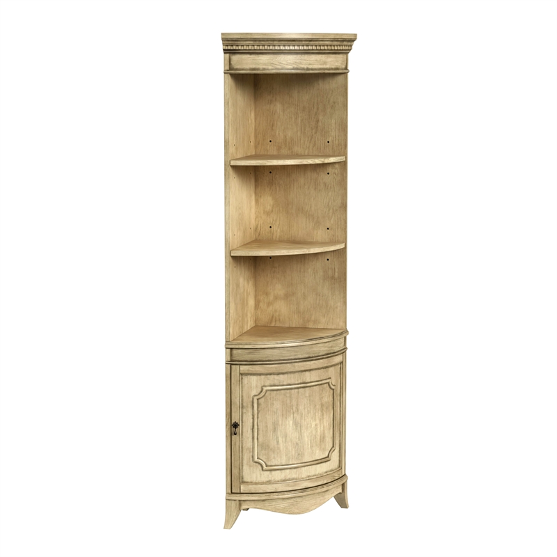Beaumont Lane Traditional Dowling 1 Door Corner Cabinet in Antique Beige