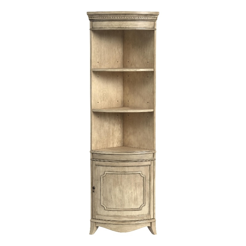 Beaumont Lane Traditional Dowling 1 Door Corner Cabinet in Antique Beige