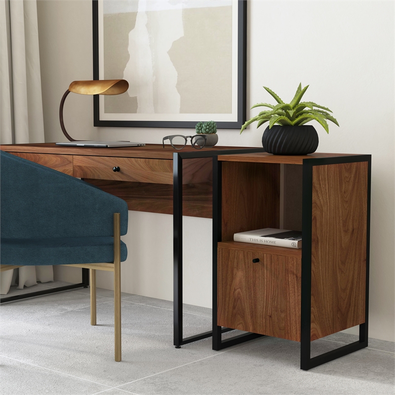 Beaumont Lane Mid-Century One Drawer File Cabinet With Storage