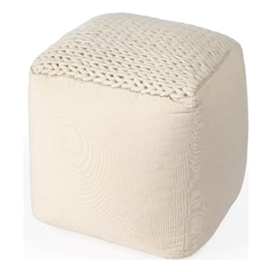 Beaumont Lane Contemporary Woven Pouffe in Cream/Ivory Finish