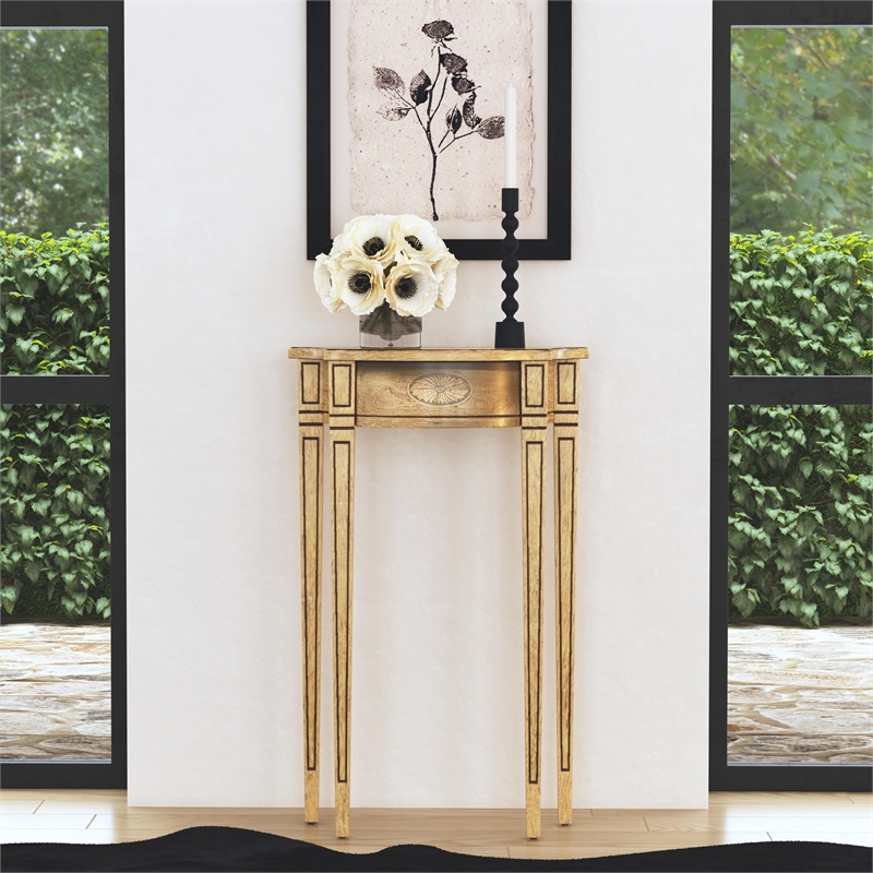 Beaumont Lane Traditional Antique Beige Demilune Console Table