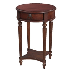 Beaumont Lane Traditional 1-Drawer Cherry Round Accent Table