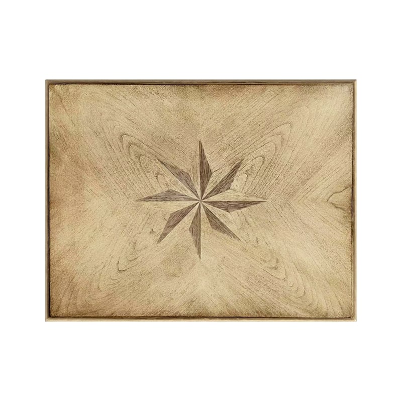 Beaumont Lane Traditional Solid Wood Inlay Accent Table in Antique Beige