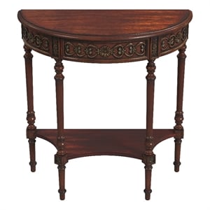 Beaumont Lane Traditional Demilune 30&quot Console Sofa Table in Cherry Brown