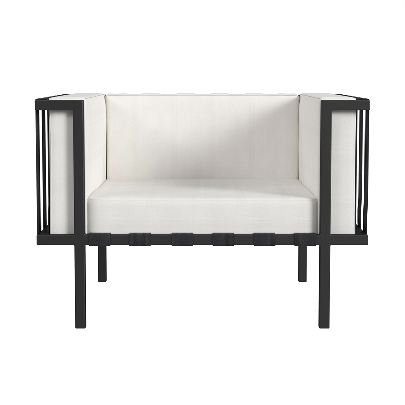 Beaumont Lane Contemporary Outdoor Club Chair in Black And White