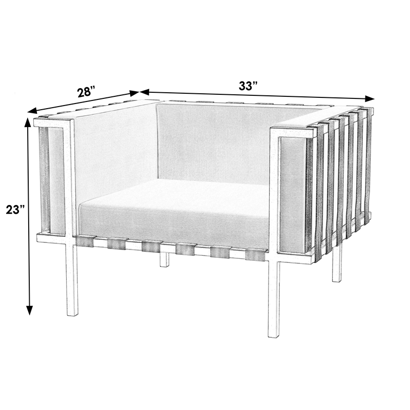 Beaumont Lane Contemporary Outdoor Club Chair in Black And White