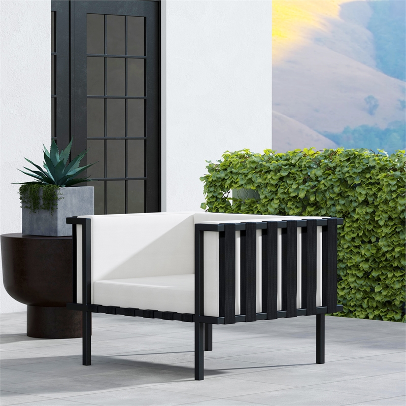 Beaumont Lane Contemporary Outdoor Club Chair in Black And White