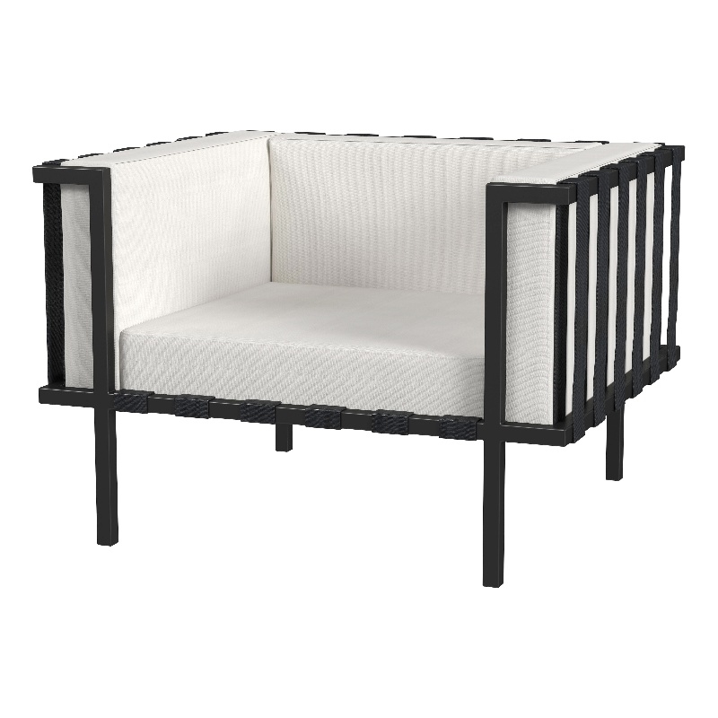 Beaumont Lane Contemporary Outdoor Club Chair in Black And White