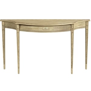 Beaumont Lane Traditional 54&quotW Demilune Wood Console Table in Antique Beige