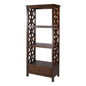 Beaumont Lane Traditional 30&quotW 3-Tier Etagere With Storage Drawer in Brown