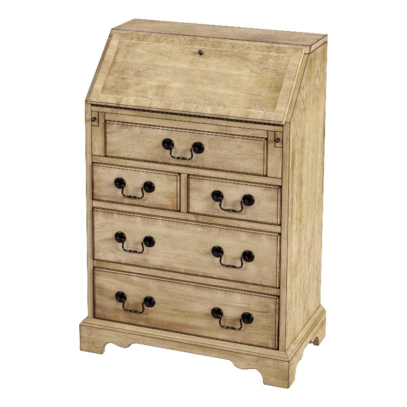 Beaumont Lane Modern Wood Traditional 5-Drawer Secretary in Beige