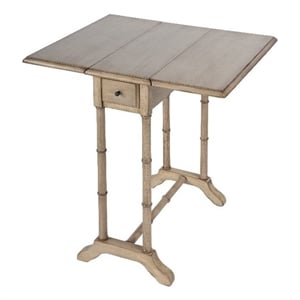 Beaumont Lane Traditional Drop-Leaf Wood Side Table In Antique Beige
