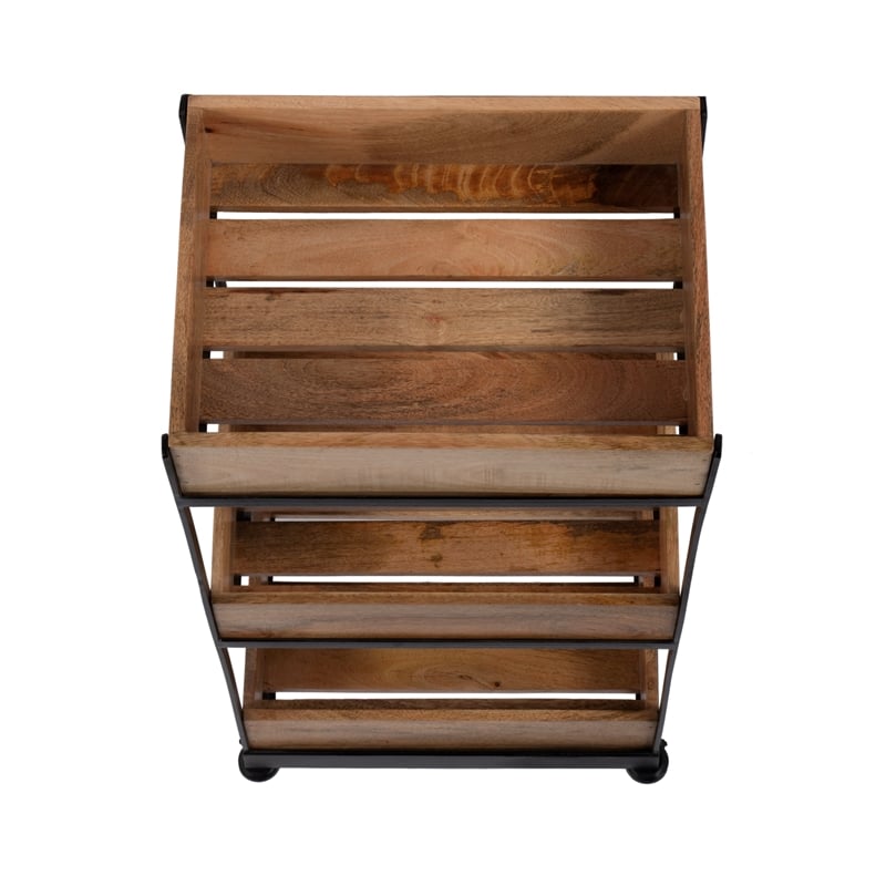 Beaumont Lane Farmhouse Rustic 3-Tier Serving Cart in Natural Mango